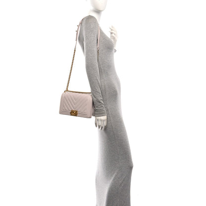 Medium Quilted Caviar Flap Shoulder Bag - Pink