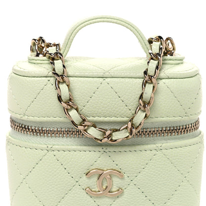 Small Quilted Caviar Handbag - Light Green