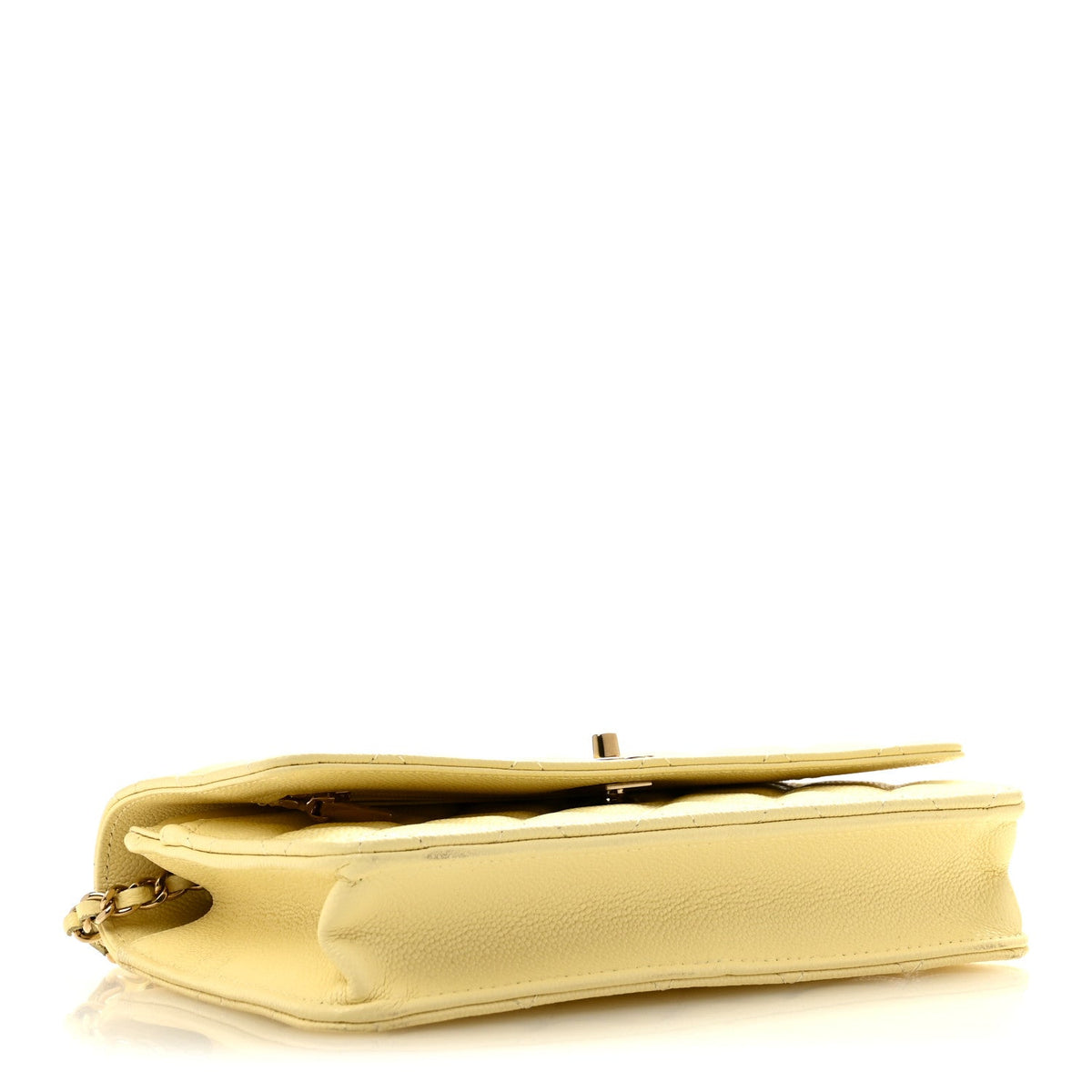 Quilted Caviar Wallet Bag - Yellow