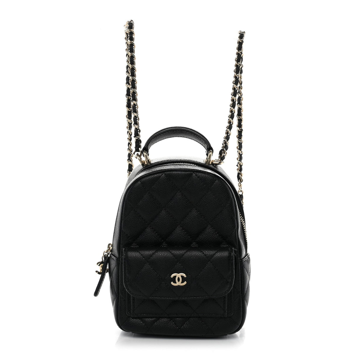 Mini Quilted Caviar Backpack - Black