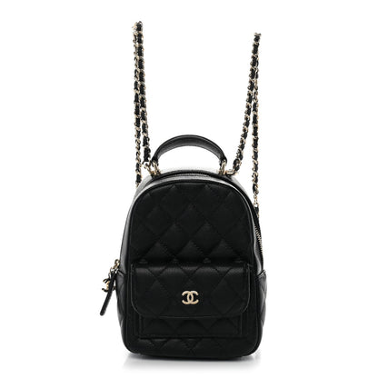 Mini Quilted Caviar Backpack - Black