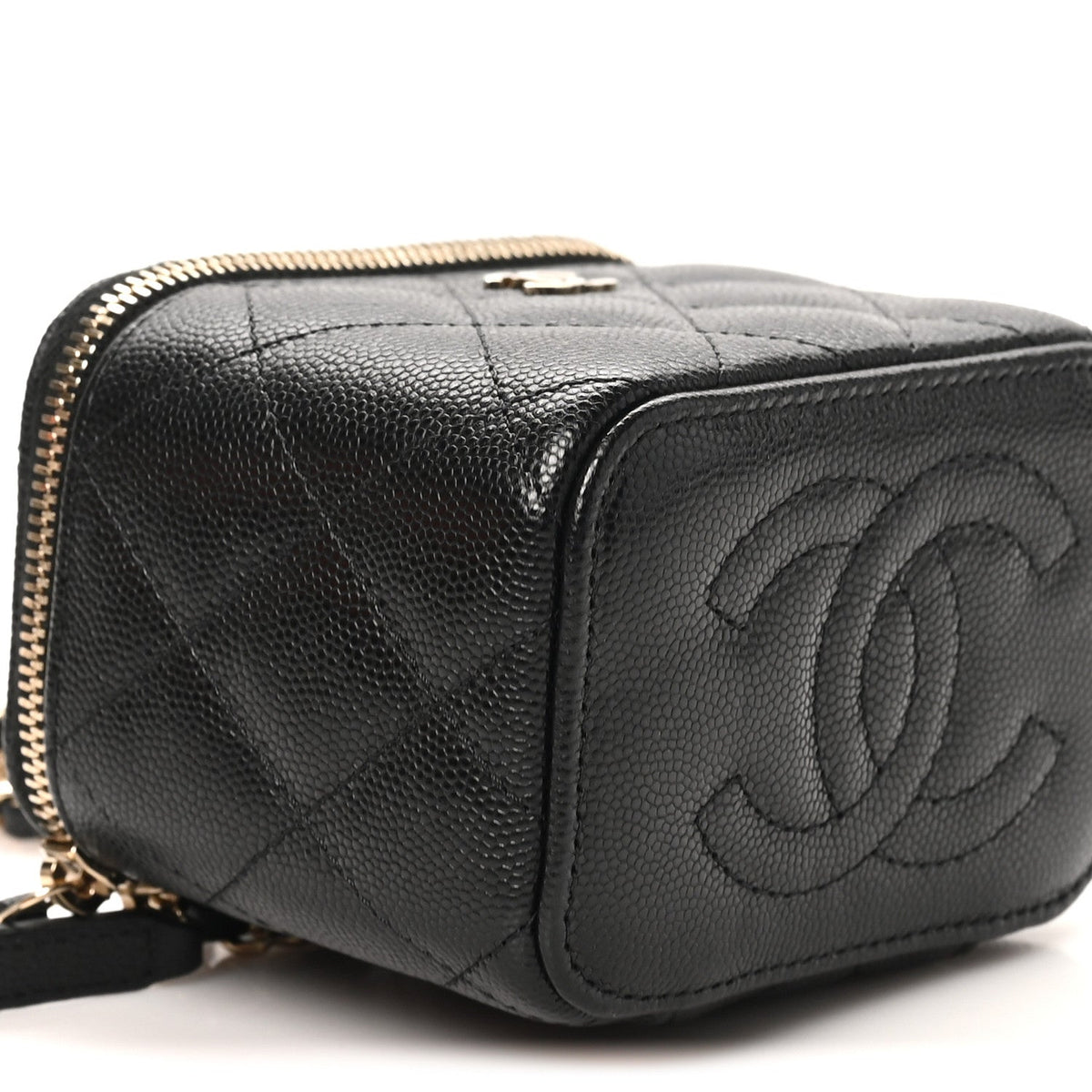 Mini Quilted Caviar Handbag - Black