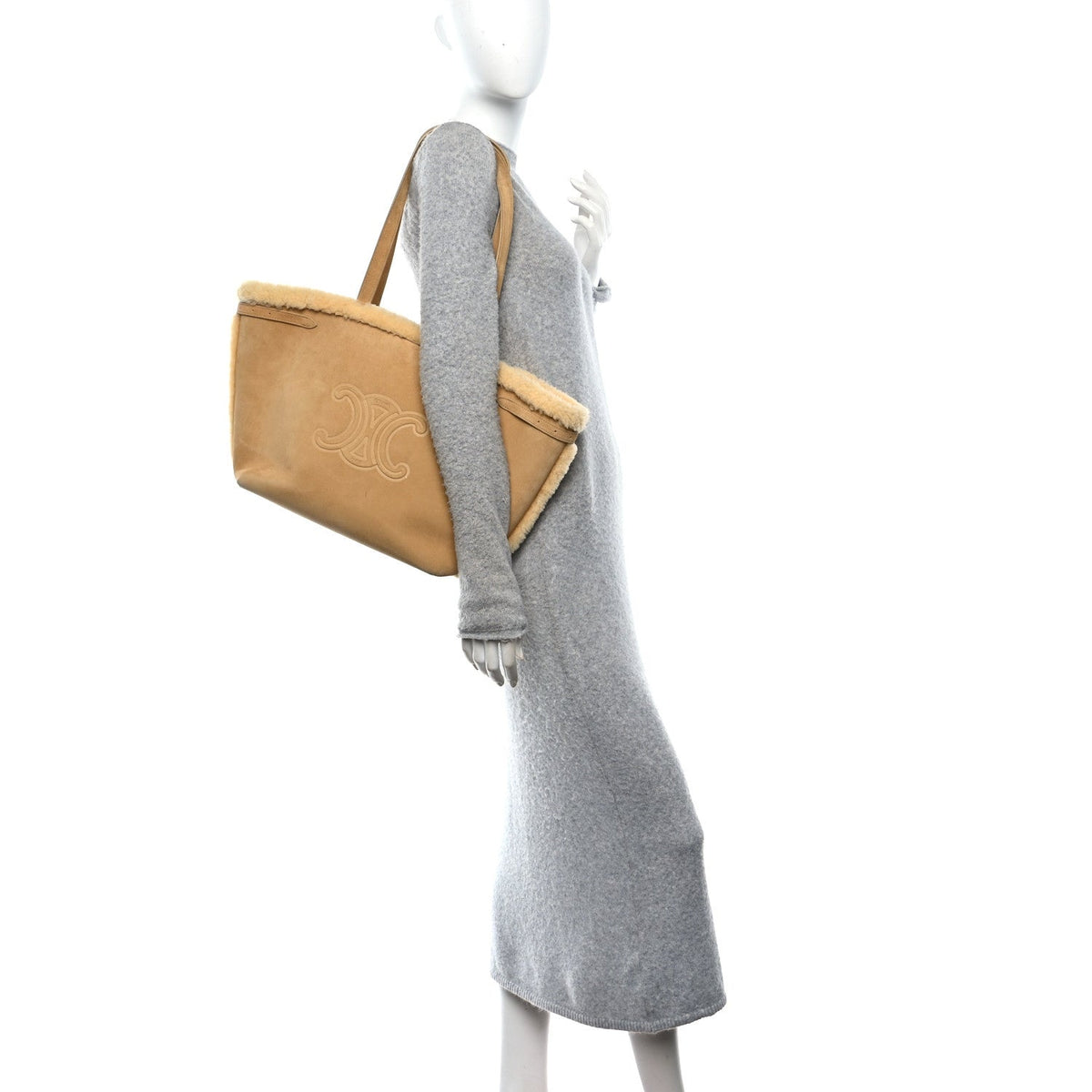 Medium Suede Shearling Handbag - Natural