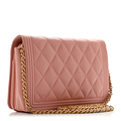 Quilted Caviar Wallet Bag - Pink