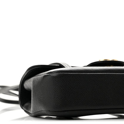 Mini Caviar Shoulder Bag - Black