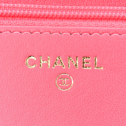 Quilted Lambskin Wallet Bag - Pink