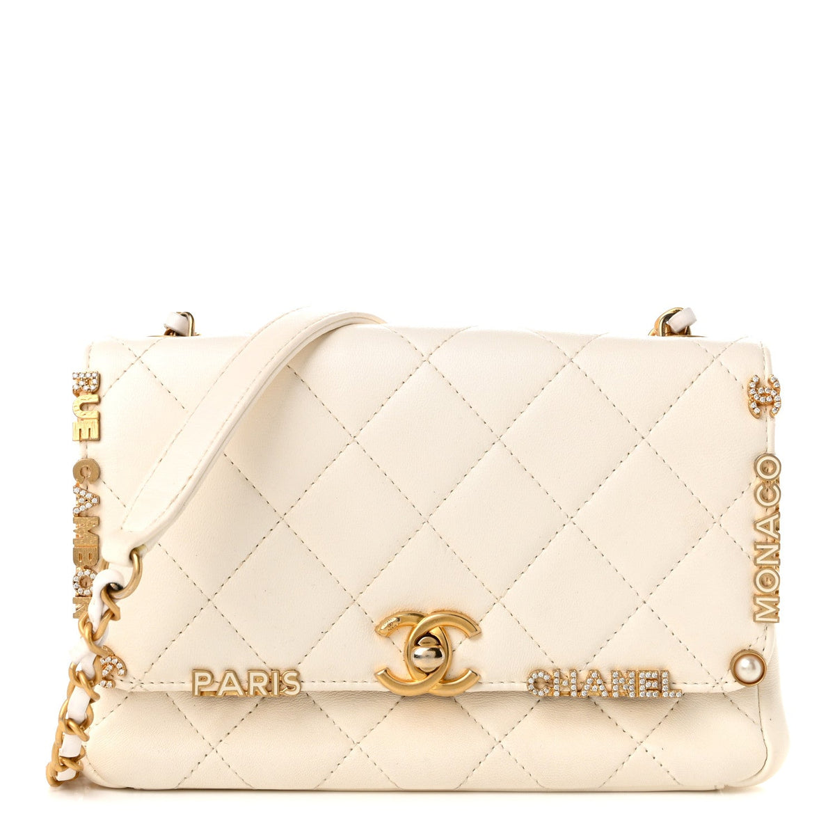 Mini Quilted Lambskin Flap Shoulder Bag - White