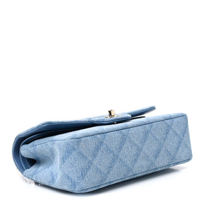 Small Quilted Flap Shoulder Bag - Light Blue