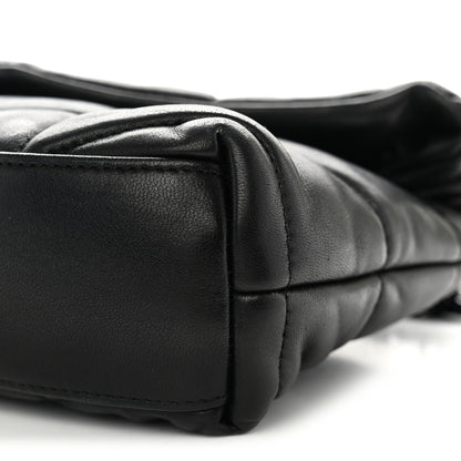 Quilted Lambskin Satchel Bag - Black