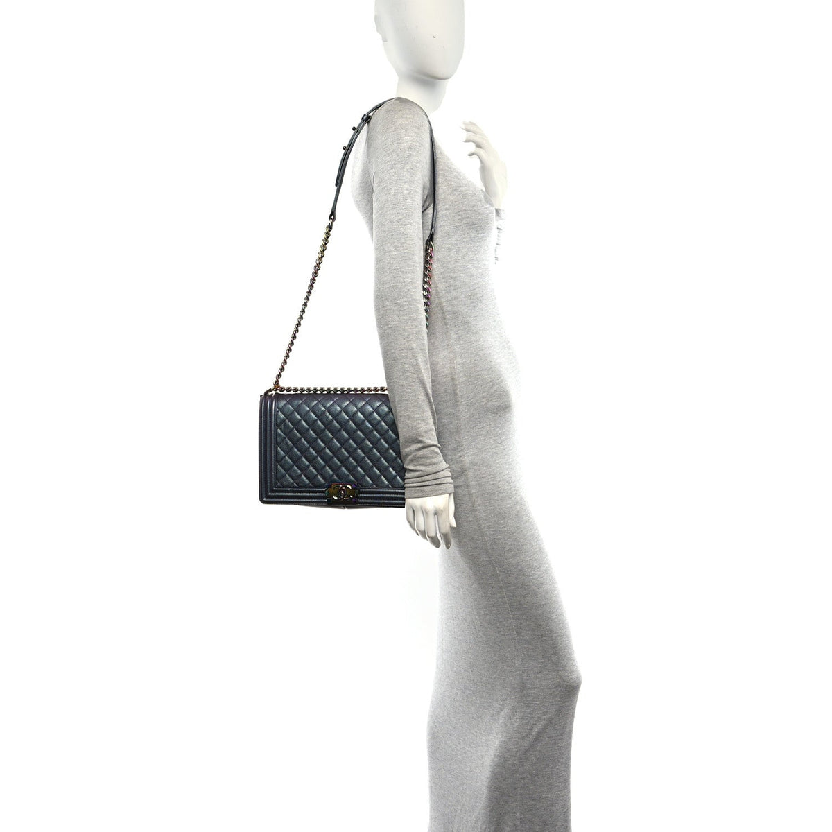 Medium Quilted Goatskin Flap Shoulder Bag - Purple