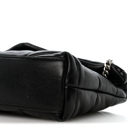 Quilted Lambskin Satchel Bag - Black