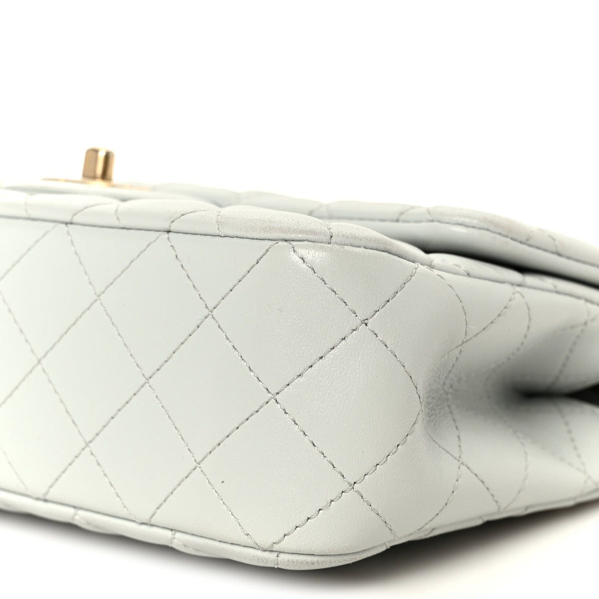 Small Quilted Lambskin Flap Shoulder Bag - Light Blue