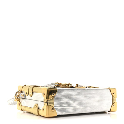 Metallic Epi Petite Malle Silver Handbag