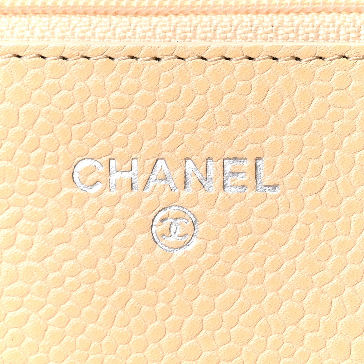 Quilted Caviar Wallet Bag - Beige
