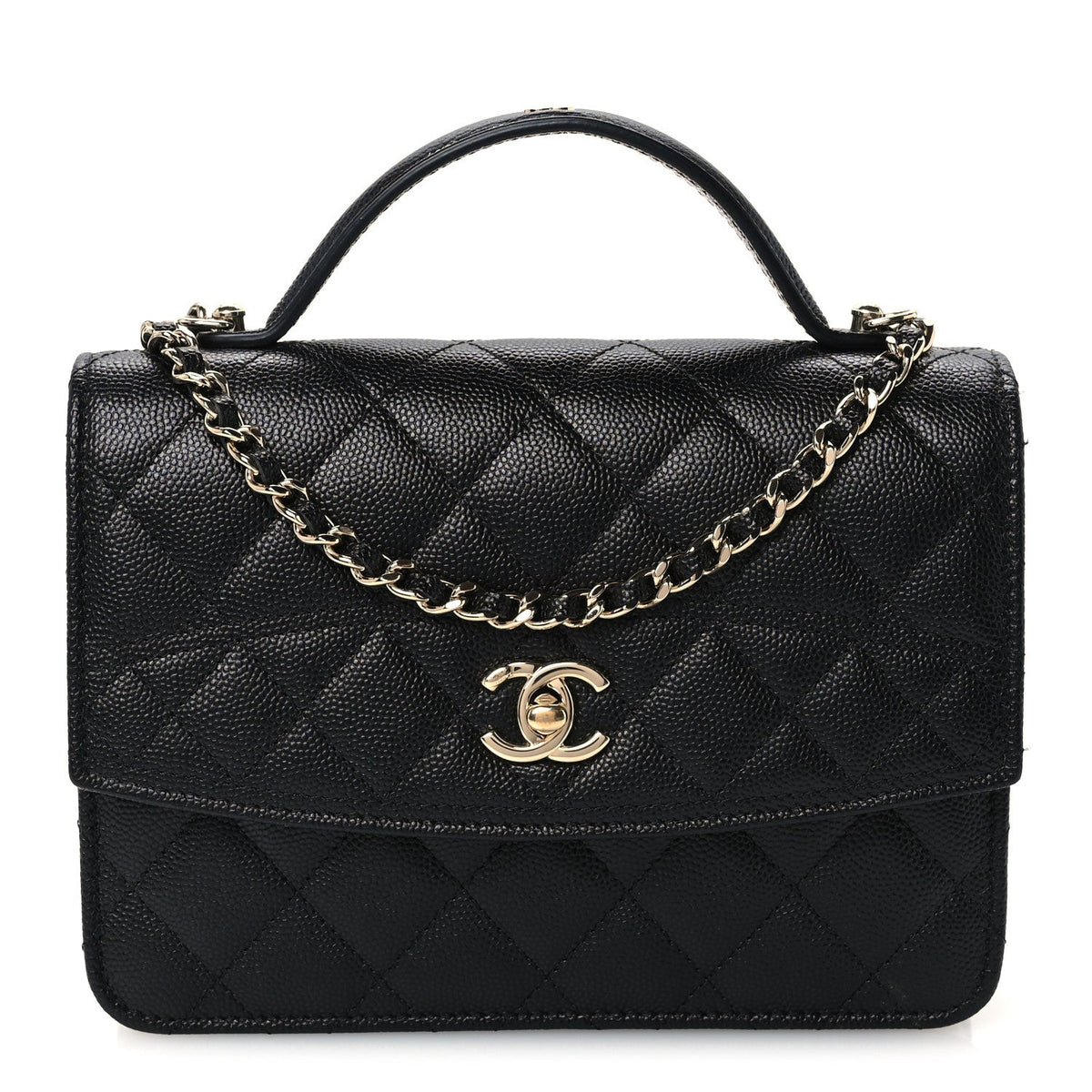 Quilted Caviar Clutch Bag - Black