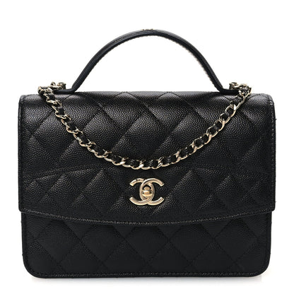 Quilted Caviar Clutch Bag - Black