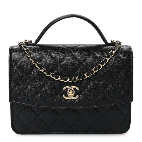 Quilted Caviar Clutch Bag - Black