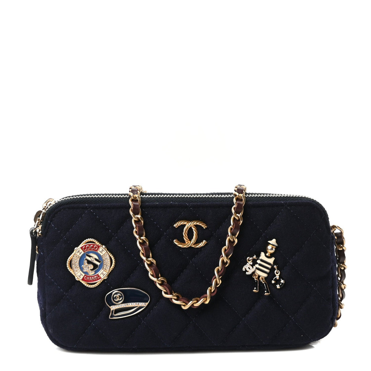 Small Quilted Clutch Bag - Dark Navy