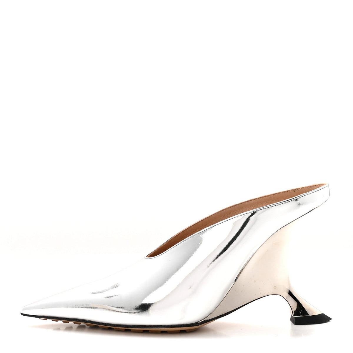 Bottega Venetalaminated Calfskin Rocket Mule Pumps Silver