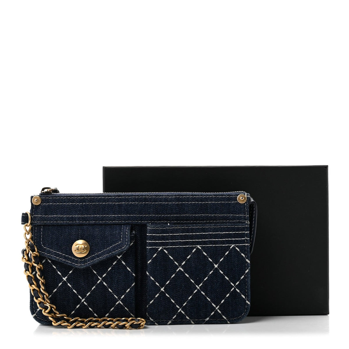 Quilted Clutch Bag - Blue