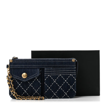 Quilted Clutch Bag - Blue