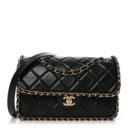 Medium Calfskin Flap Shoulder Bag - Black