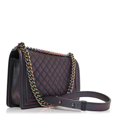 Medium Quilted Goatskin Flap Shoulder Bag - Purple