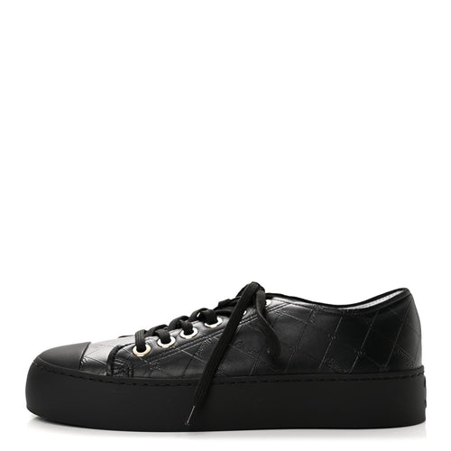 Lambskin Printed Logo Sneakers Black