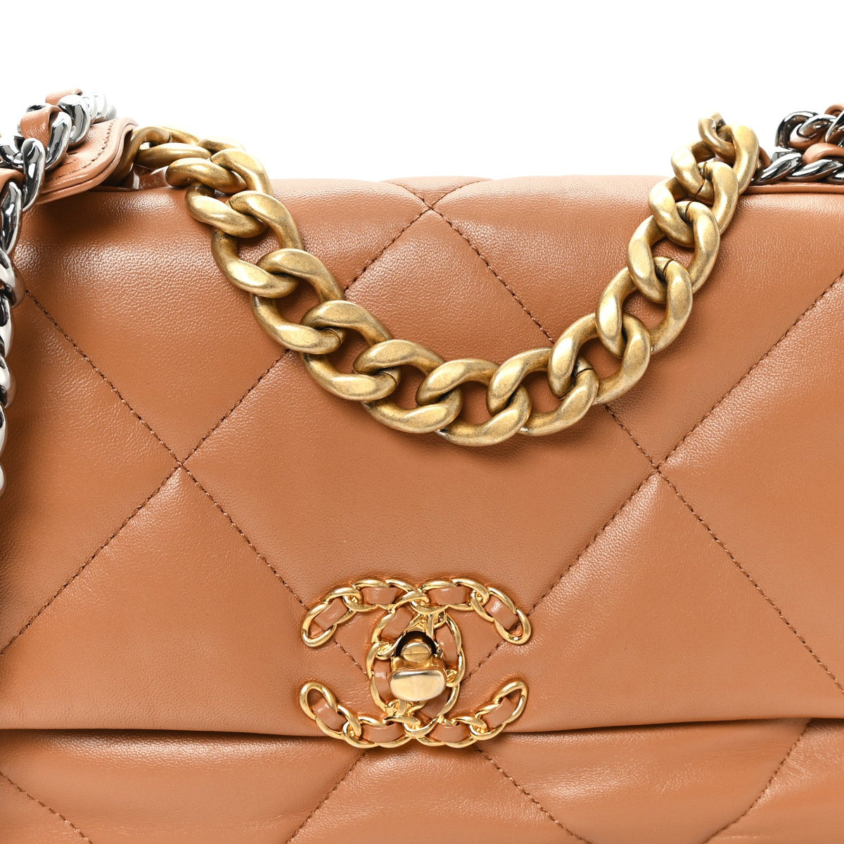 Medium Quilted Lambskin Flap Shoulder Bag - Brown
