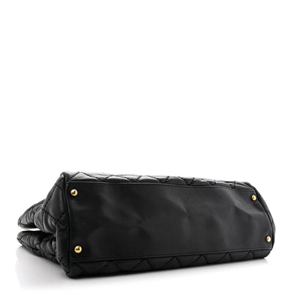 Large Quilted Calfskin Tote Bag - Black