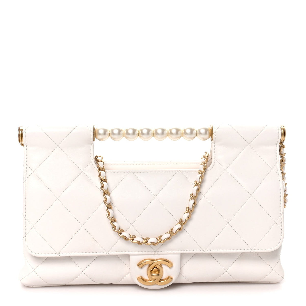 Lambskin Flap Shoulder Bag - White