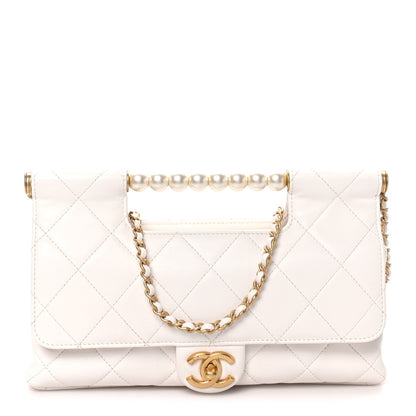 Lambskin Flap Shoulder Bag - White