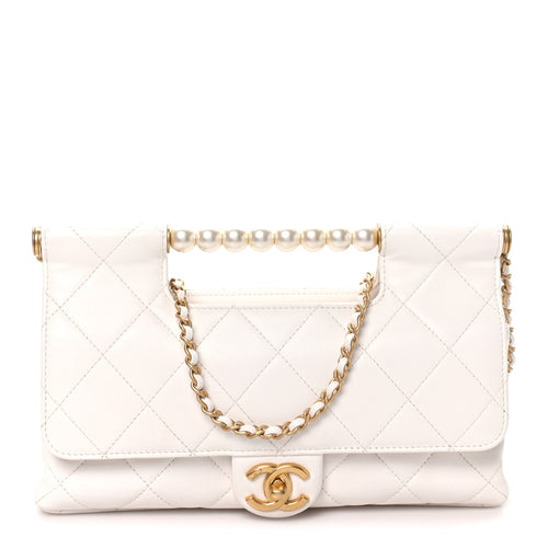 Lambskin Flap Shoulder Bag - White