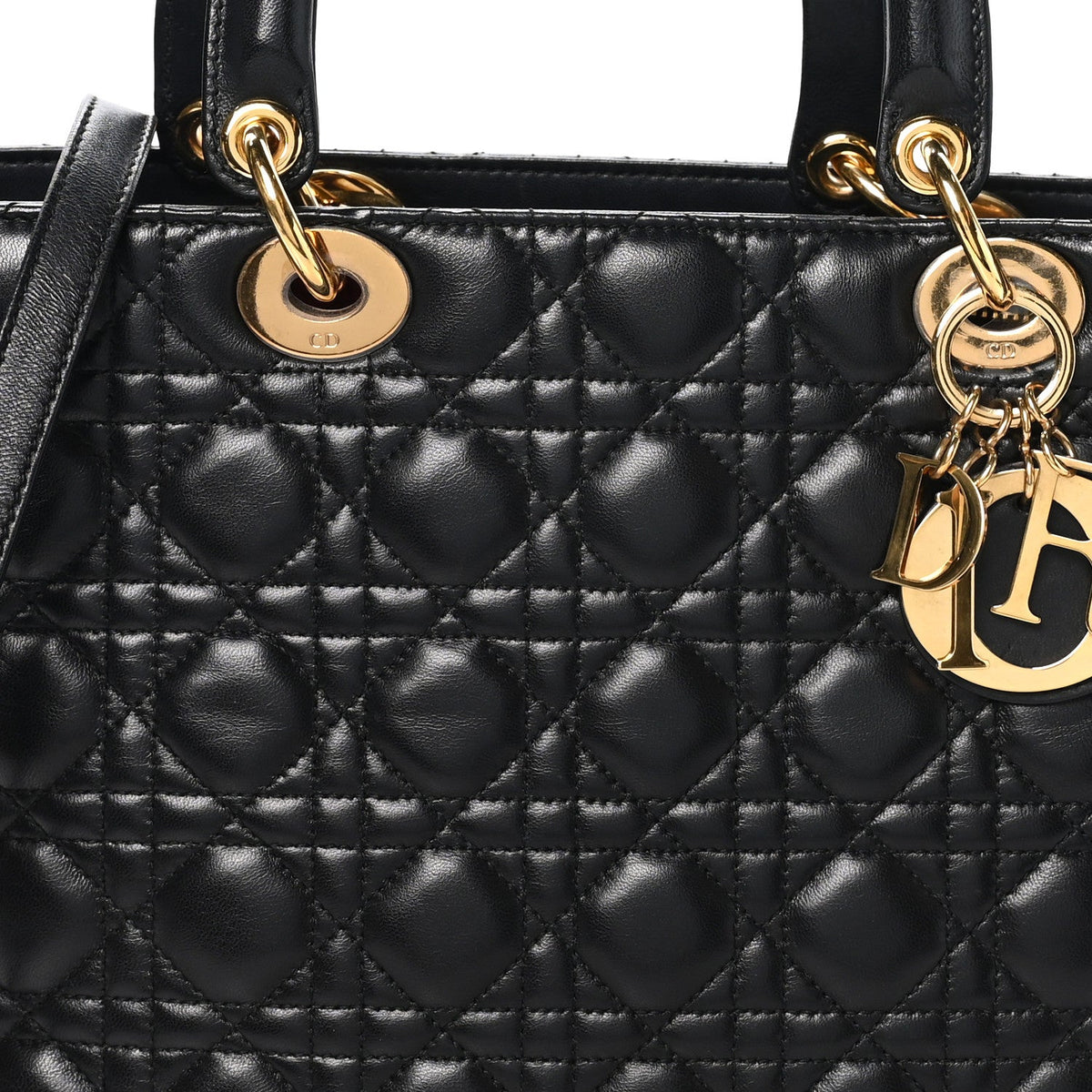Large Lambskin Handbag - Black