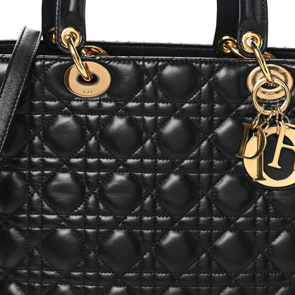 Large Lambskin Handbag - Black