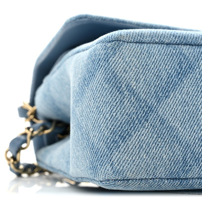 Small Quilted Flap Shoulder Bag - Light Blue