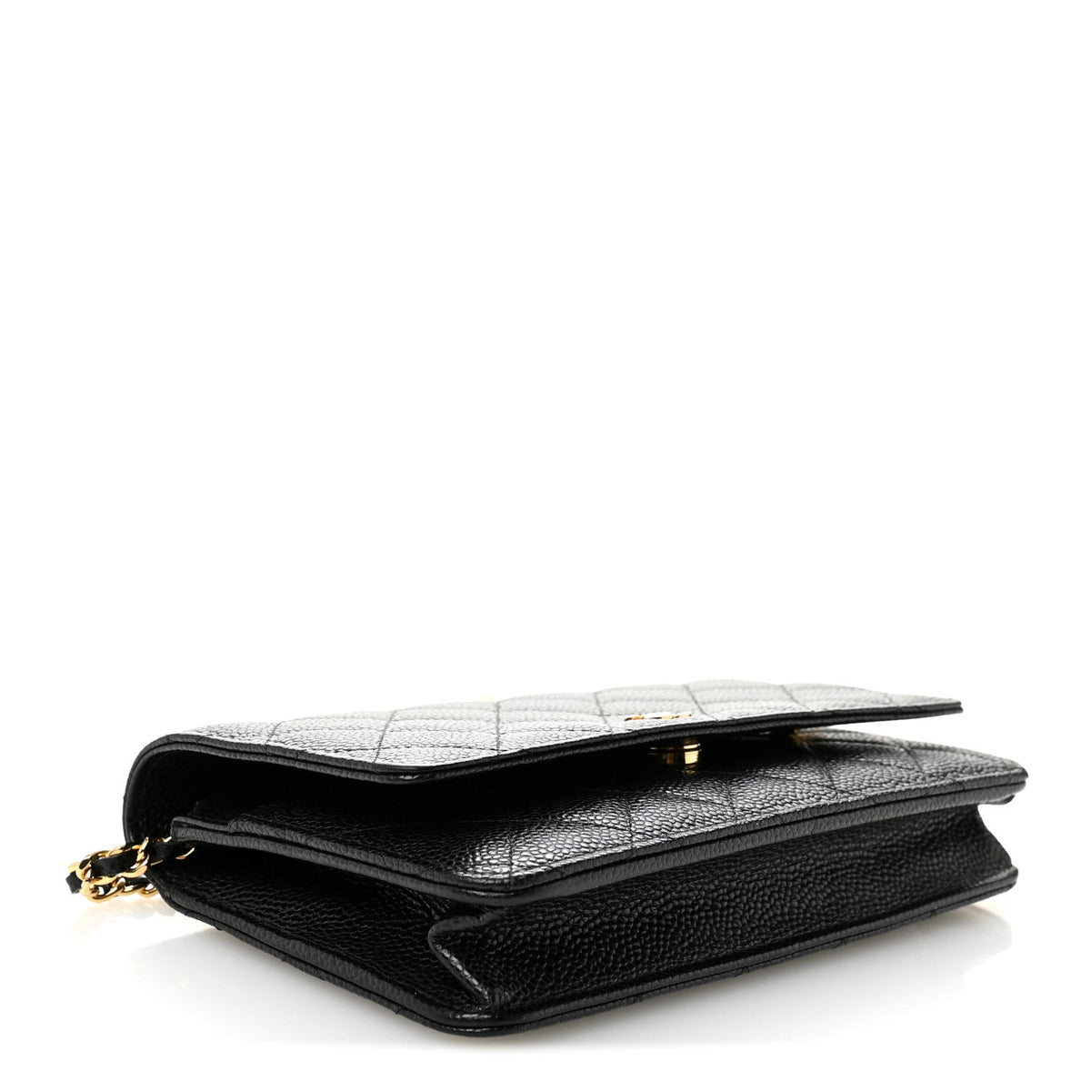 Quilted Caviar Wallet Bag - Black
