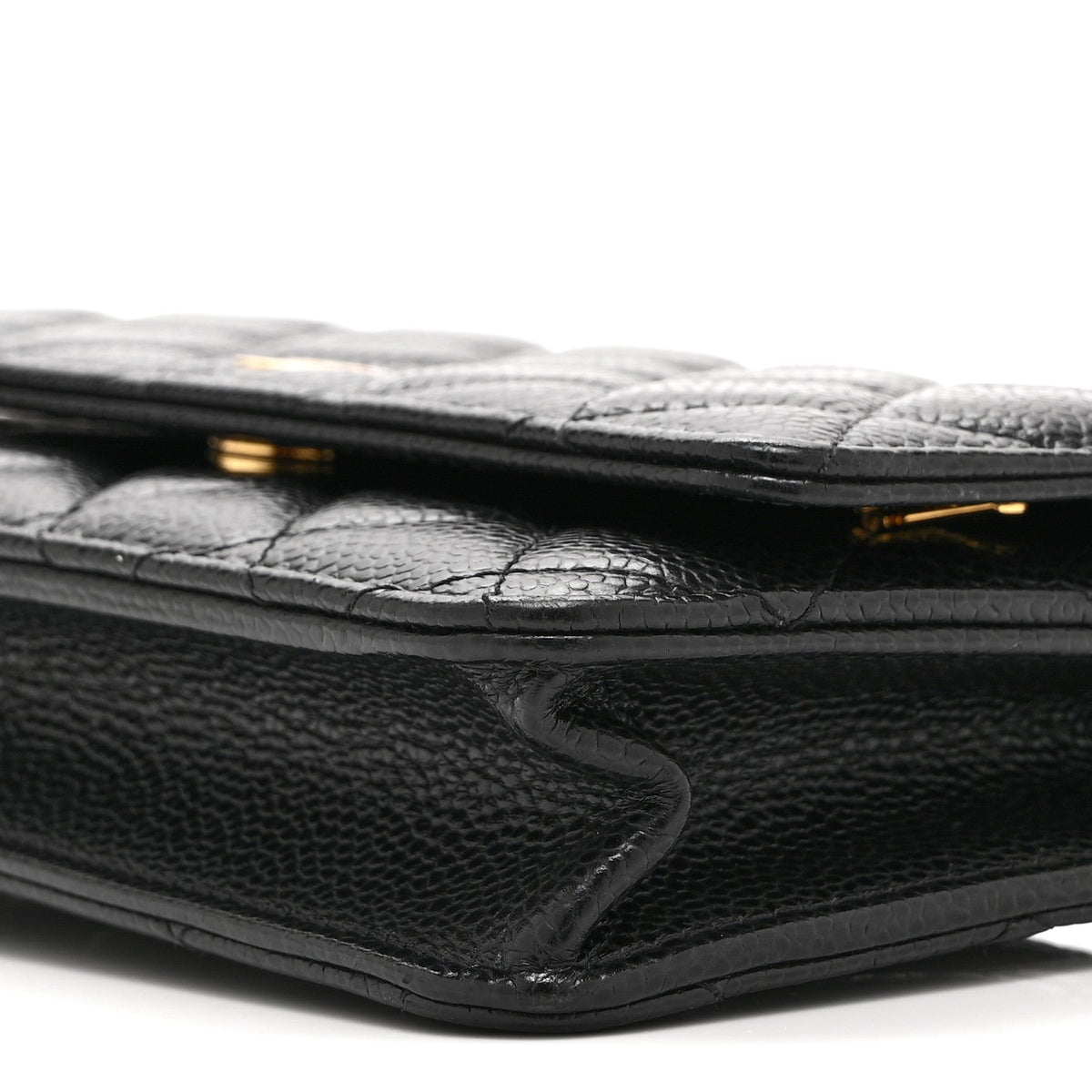 Quilted Caviar Wallet Bag - Black