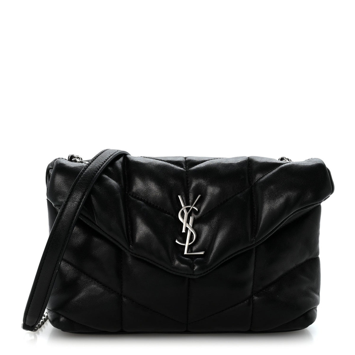 Quilted Lambskin Satchel Bag - Black