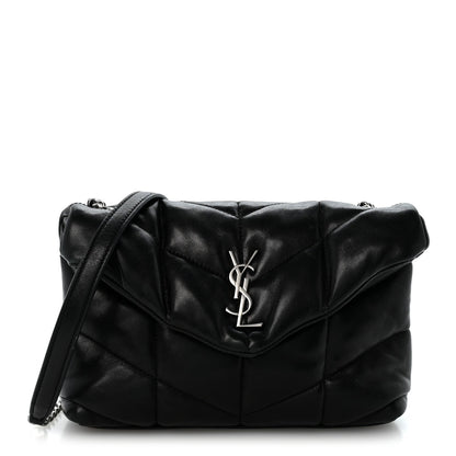 Quilted Lambskin Satchel Bag - Black