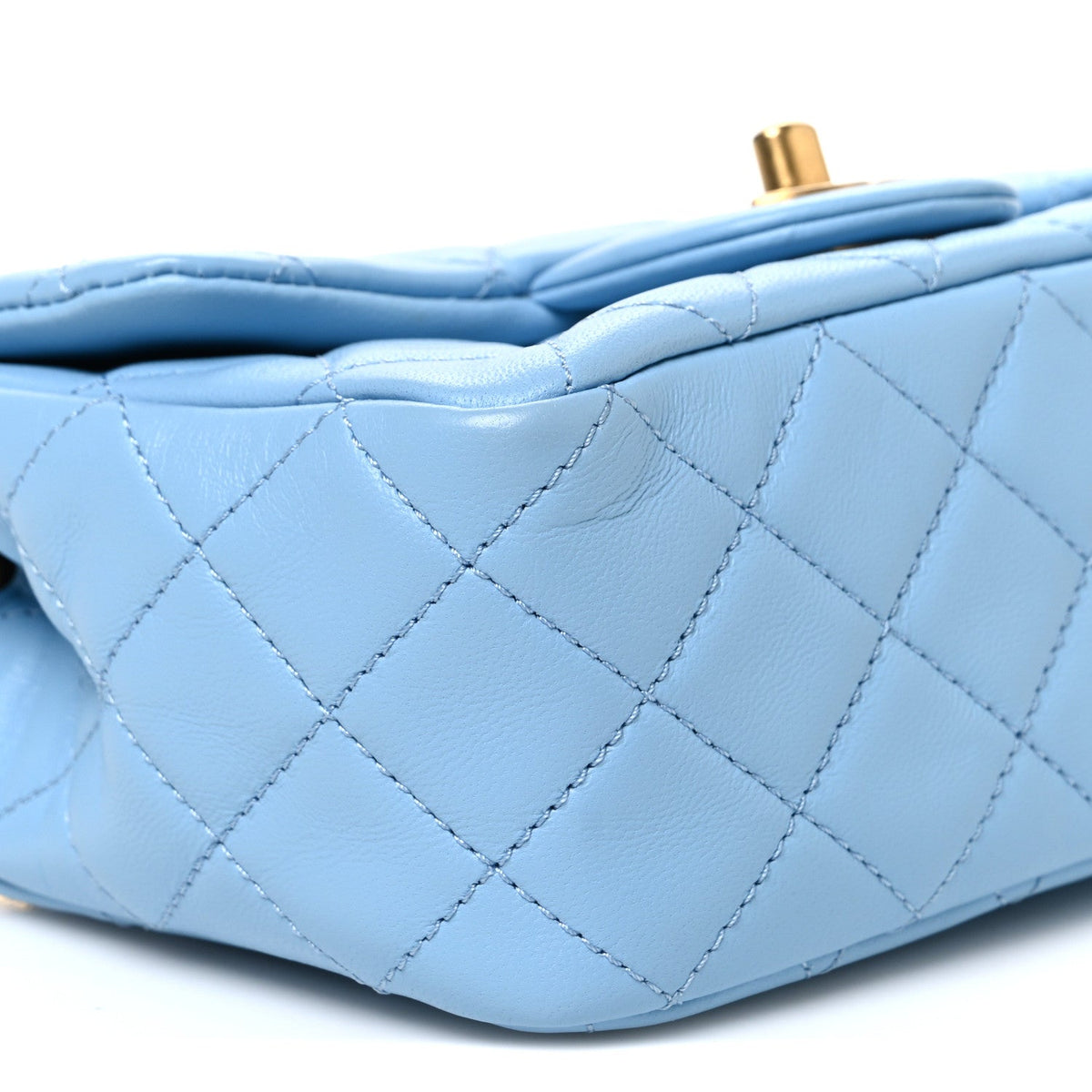 Mini Quilted Lambskin Flap Shoulder Bag - Light Blue