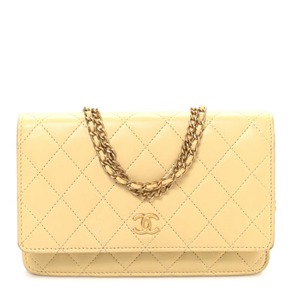 Quilted Lambskin Wallet Bag - Yellow