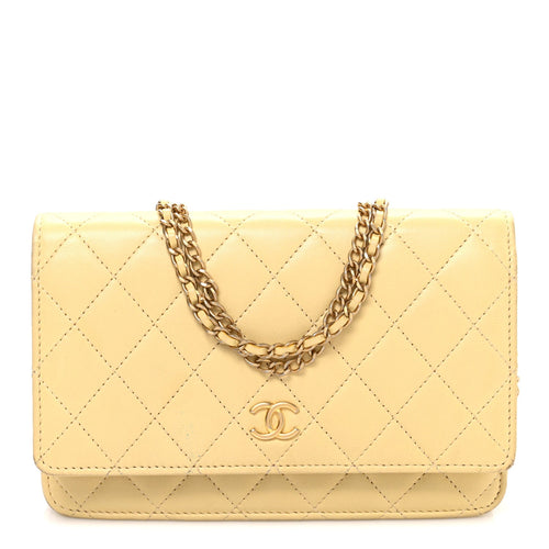 Quilted Lambskin Wallet Bag - Yellow