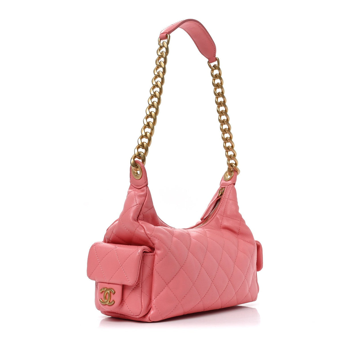 Quilted Lambskin Hobo Bag - Pink