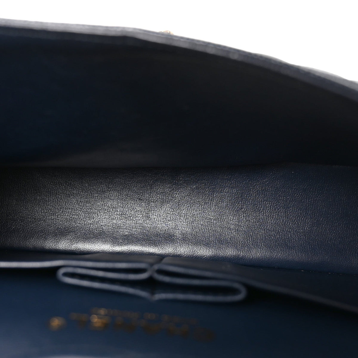 Small Quilted Caviar Flap Shoulder Bag - Dark Navy