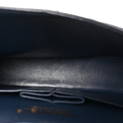 Small Quilted Caviar Flap Shoulder Bag - Dark Navy