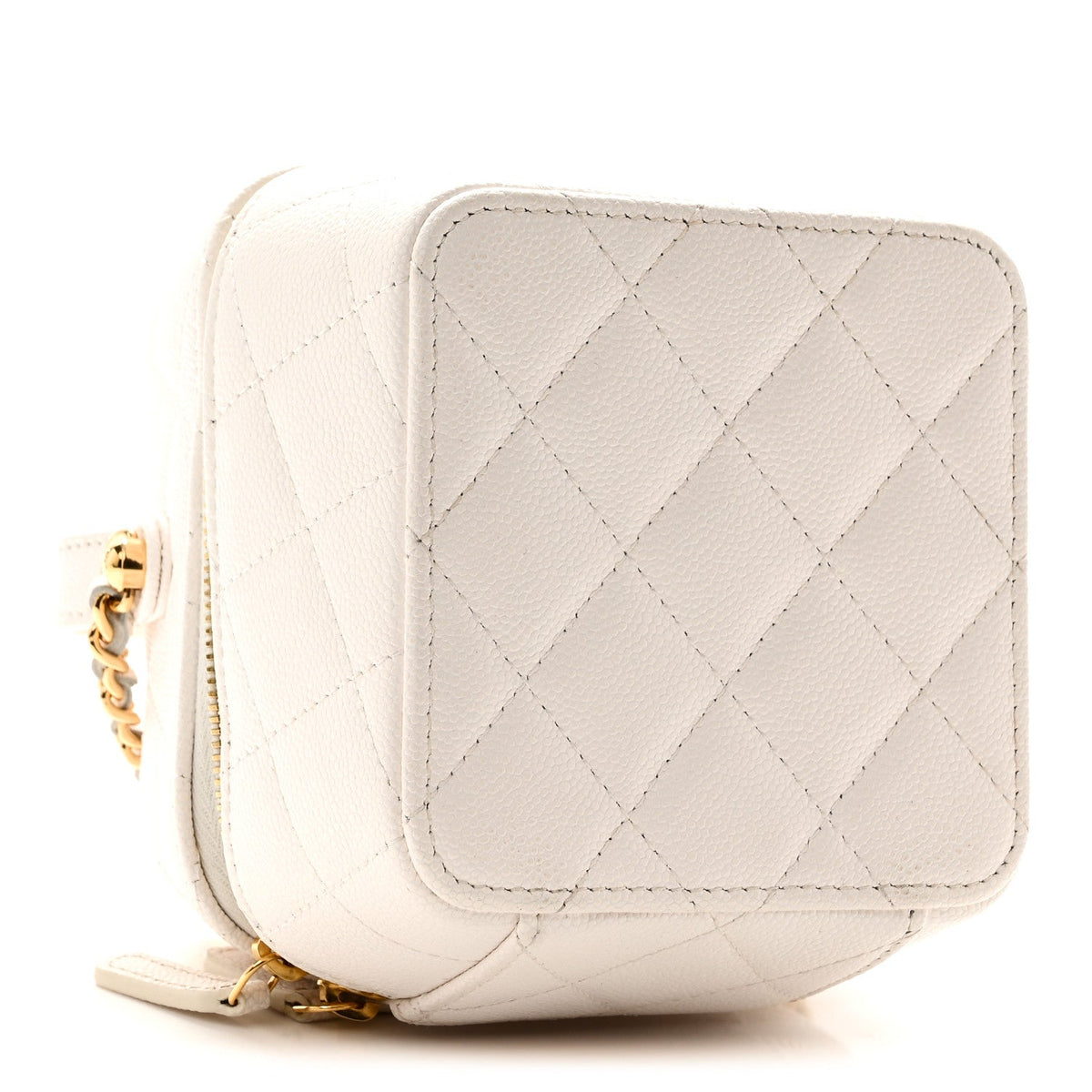Quilted Caviar Handbag - White