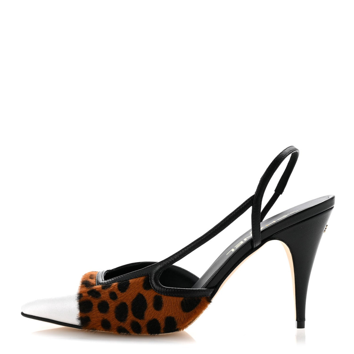Lambskin Mixed Fibers Cap Toe CC Slingback Pumps Brown Black White