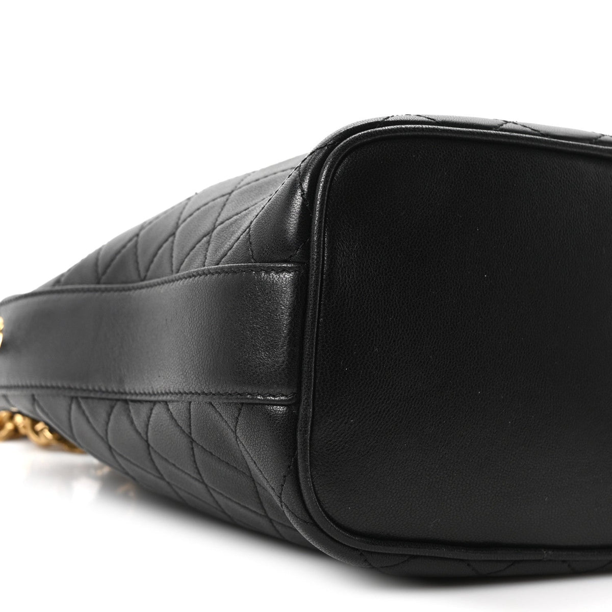Small Quilted Lambskin Bucket Bag - Black