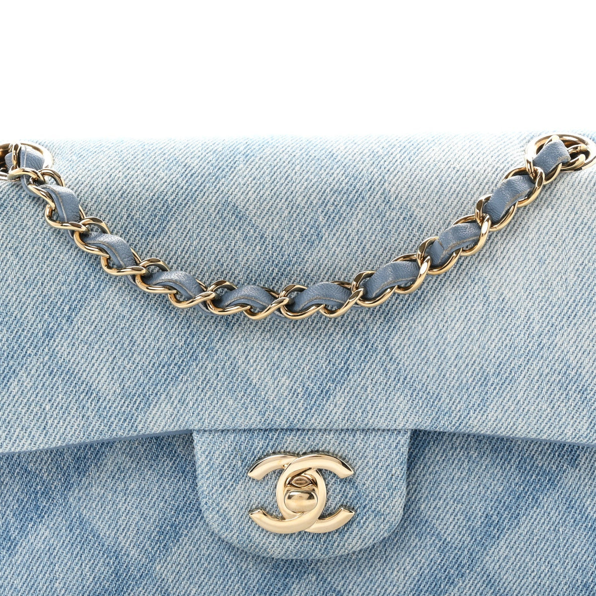 Small Quilted Flap Shoulder Bag - Light Blue